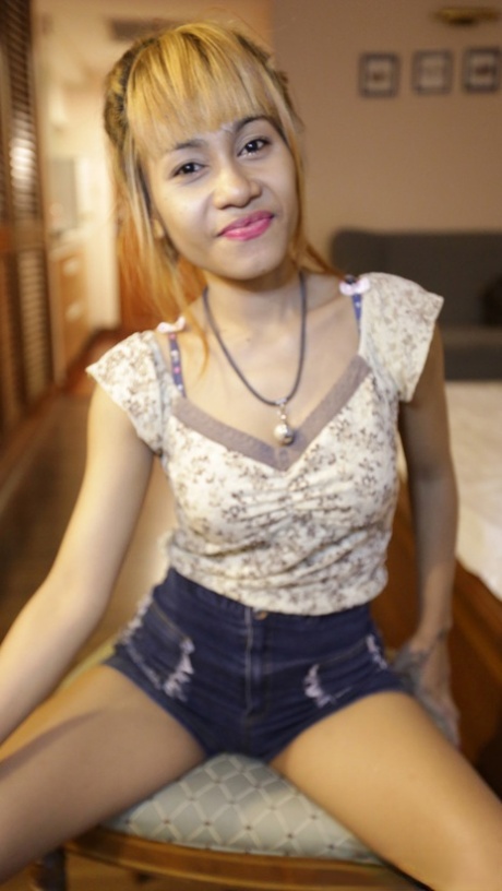 Cute Thai mom Jean blows and screws a white dick in a hotel room